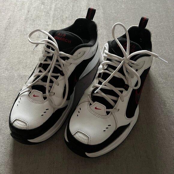 Nike Air Monarch IV Sneakers Men 12 White Leather Athletic Shoe Trainers Walking main image 6